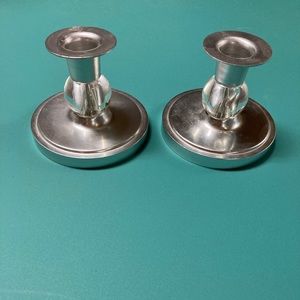 1930’s Art Deco Aluminum Candlestick Holders with Lucite/Plexiglass